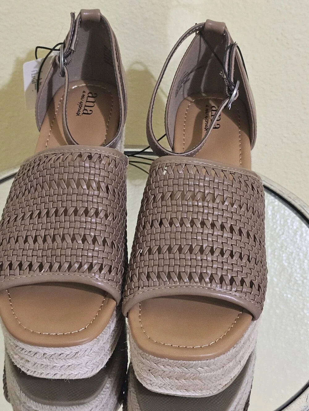 a.n.a Taupe Woven Espadrille Platform Sandals